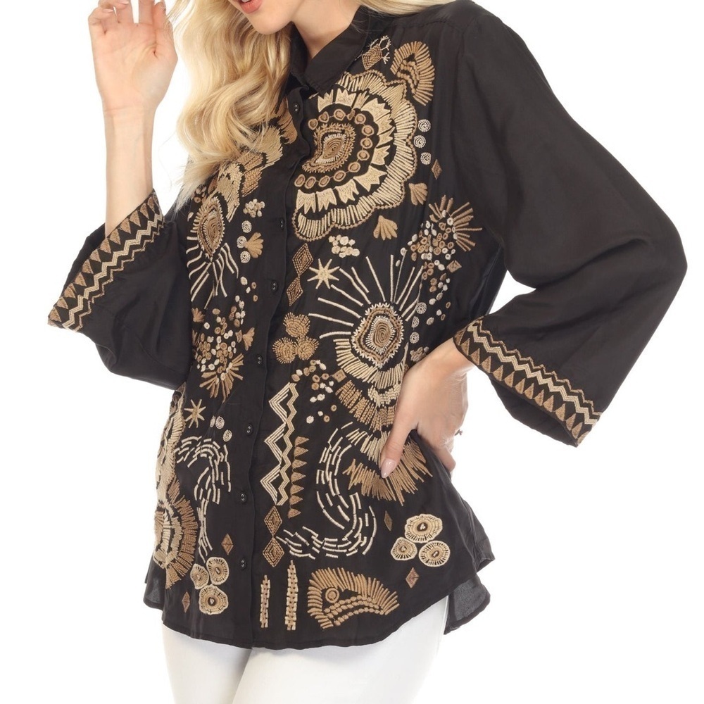 JOhNNY WAS SILK ANTONIA KIMONO SHIRT/KIMONO NWT (extremely oversized) - Picture 10 of 14